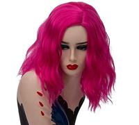GHK Parrucca arcobaleno colorato ondulato corto da 14 pollici Capelli sintetici Costume di Halloween Anime Cosplay Arancione Ombre Parrucche da festa per donna rosa rossa