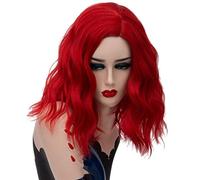 GHK Parrucca arcobaleno colorato ondulato corto da 14 pollici Capelli sintetici Costume di Halloween Anime Cosplay Arancione Ombre Parrucche da festa per donne rosse