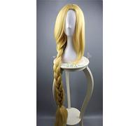 GHK Parrucca cosplay aggrovigliata Principessa Rapunzel Trecce lunghe Fiori artificiali Copricapo Donna Bionda Capelli sintetici Adulto
