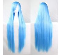GHK Parrucca cosplay lunga diritta a buon mercato da 100 cm nero argento bianco rosso blu viola rosa verde parrucche sintetiche per donna azzurro