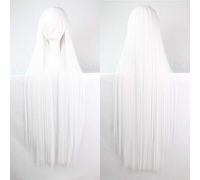 GHK Parrucca cosplay lunga diritta economica 100cm moda argento nero bianco rosso blu viola rosa verde parrucche sintetiche per donna bianco