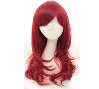 GHK parrucca cosplay ondulata lunga anime di alta qualità da 70 cm con frangia capelli sintetici termoresistenti nero rosa argento blu verde donna parrucche rosse