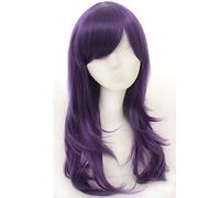 GHK parrucca cosplay ondulata lunga di alta qualità da 70 cm con frangia sintetica resistente al calore capelli sintetici nero rosa argento blu verde donna parrucche viola