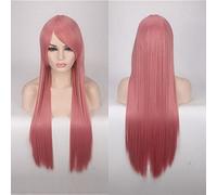 GHK Parrucca diritta lunga 80 cm a buon mercato Parrucca rossa blu verde viola Nero Bionda Parrucche per le donne Resistente al calore Sintetico Anime Cosplay 07