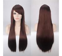 GHK Parrucca lunga diritta a buon mercato da 80 cm Parrucca rossa blu verde viola Nero Bionda Parrucche per le donne Resistente al calore Sintetico Anime Cosplay 04