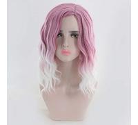 GHK parrucca media lunga ondulata rosa bianco Ombre capelli sintetici parrucche cosplay Lolita naturali per le donne ad alta temperatura