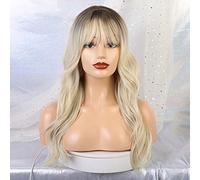 GHK Parrucche sintetiche ondulate lunghe miste di frassino marrone biondo ad alta densità per parrucche cosplay ondulate glueless per donne bianche e nere lc215
