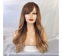 GHK Parrucche sintetiche ondulate lunghe miste di frassino marrone biondo ad alta densità per parrucche cosplay ondulate glueless per donne bianche e nere lc218