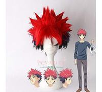 GHK rosso blu nero Shokugeki no Soma Yukihira souma parrucca cosplay di colore misto capelli corti