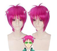 GHK Saiki Kusuo no sai-nan Straght Parrucca corta rosa Uomo Capelli sintetici Anime Parrucche Cosplay Per Halloween Costume Party 30cm