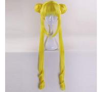 GHK Sailor Moon Tsukino Usagi Parrucca Cosplay 90 cm Cristallo Lungo Giallo limone Parrucche bionde Costume Resistente al calore Capelli sintetici Perucas giallo