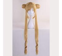 GHK Sailor Moon Tsukino Usagi Parrucca Cosplay 90 cm Cristallo Lungo Giallo limone Parrucche bionde Costume Resistente al calore Capelli sintetici Perucas bionda