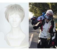 GHK Soldier 76 parrucca corta in argento Comic-con Soldier 76 Cosplay Argento Capelli grigi Costumi di fantasia Gioco OW