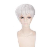 GHK Tokyo Ghoul Ken Kaneki Parrucca cosplay corta dritta per uomo Resistente al calore Sintetico Nero Bianco Capelli anime Parrucche costume di Halloween Bianco