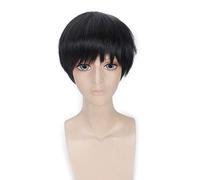 GHK Tokyo Ghoul Ken Kaneki Parrucca cosplay corta dritta per uomo sintetica resistente al calore Nero Bianco Capelli anime Parrucche costume di Halloween Nero