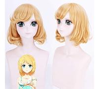GHK Vocaloid Kagamine Rin Parrucca corta ondulata dorata Costume cosplay Capelli sintetici Festa di Halloween Parrucche da gioco