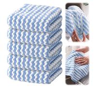 GHKLNY Confezione da 5 panni in microfibra, non abrasivi, riutilizzabili e lavabili, panni in microfibra per auto, stracci per la pulizia dei piatti (blu, 30 x 30 cm)