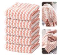 GHKLNY Confezione da 5 panni in microfibra, non abrasivi, riutilizzabili e lavabili, panni in microfibra per auto, stracci per la pulizia dei piatti (rosa, 25 x 25 cm)