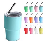 GHKLNY Mini bicchierini da shot con coperchio e cannucce, divertenti mini bicchierini colorati in acciaio inossidabile, per feste di nozze, whisky, cocktail bar (azzurro, 60 ml)