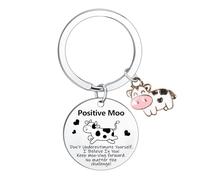 Ghloyza Portachiavi ispiratore a forma di mucca, per donne, amanti della mucca, regalo divertente per donne, uomini, amici, colleghi, festa della mamma, regalo di compleanno