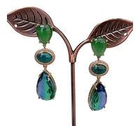 GHNQBAHID 12x22mm teardrop faceted Crystal Green Agate Apatite Drop Stud Earrings Elegant Jewelry