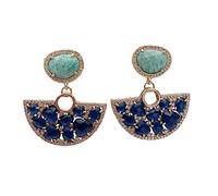 GHNQBAHID 13x35mm Green Blue Geometric Stud Earrings