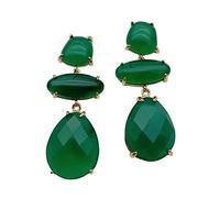 GHNQBAHID 15x18mm Fashion Drop Dangle Earrings Green Agate Earring for Women Jewelry