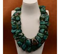 GHNQBAHID 2 Rows Heavy Jewelry Large Green Agate Slice Stone Big Necklace