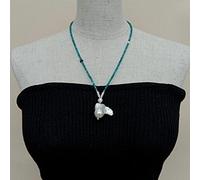 GHNQBAHID Blue Apatite faceted round choker Necklace Cultured White Keshi Pearl Pendant necklace for women