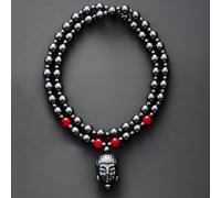 GHNQBAHID Cool Man Hematite Beads Buddha Pendant Lariat Necklaces Yoga Strand Necklace Couples Spiritual Jewelry