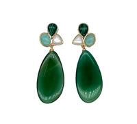 GHNQBAHID Geometric Green Agate White Shell Peruvian Stud earrings luxury style for women