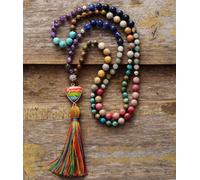 GHNQBAHID Gorgeous Stones Charm sTriangle Pendant Tassel Necklaces Women Elegant Rosary Necklace Jewelry Gifts(Sun)
