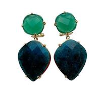 GHNQBAHID Green Agate Blue Apatite Stone Dangle Stud Earrings Earrings