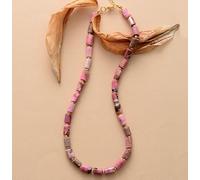GHNQBAHID High End Stones Apatite Lariat Chokers Necklace Women Exquisite Beaded Simple Layers Necklace Jewelry Gifts(Rhodonite)