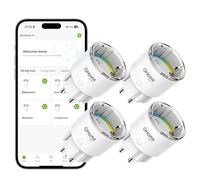 GHome Smart Mini Presa WiFi Con Misurazione Consumi, Controllo App, 10A | Compatibile Con Alexa E Google Home, Design Red Dot Certificato TÜV, Programma E Timer, 2500W, WiFi 2,4 GHz, 4 Pezzi