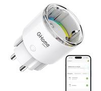 GHome Smart Mini Presa WiFi Con Misurazione Consumi, Controllo App, 10A | Compatibile Con Alexa E Google Home, Design Red Dot Certificato TÜV, Programma E Timer, 2500W, WiFi 2,4 GHz, 1 Pezzo