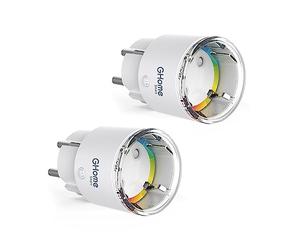 GHome Smart Mini WiFi Presa Intelligente, 10A Presa Smart(Type F) con Timer e Controllo tramite APP, Monitoraggio Energetico, Controllo Vocale con Alexa/Google Home, Certificazione TÜV,2.4 GHz,2 Pezzi
