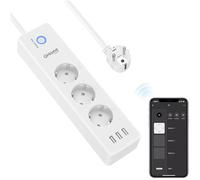 GHome Smart Multipresa WiFi Con 3 Prese E 3 USB, Controllo App, 16A 3680W