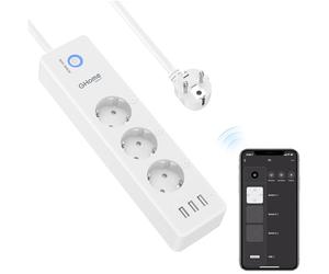GHome Smart Multipresa WiFi Con 3 Prese E 3 USB, Controllo App, 16A 3680W