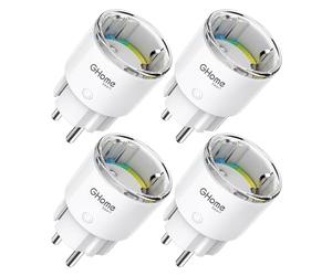 GHome Smart Presa con misurazione della corrente, mini presa wlan compatibile con Alexa/Google Home, telecomando app, controllo vocale, programmazione, solo 2,4 GHz, certificazione TÜV (4 pezzi)