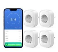 GHome Smart Presa intelligente, Smart Alexa Plug compatibile con Alexa Google Home, controllo remoto tramite app, misura il consumo di energia, timer di controllo vocale, solo in Wi-Fi da 2,4 GHz, 4