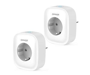 GHome Smart WiFi Socket 16A, Alexa Socket 2 FPacks, Smart Home Plug Compatible with Alexa Google Home, App IRemote Control, Measure Power Consumption, Voice Control Timer,Onlyon2.4GHz WiFi,White