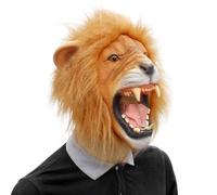GHONLZIN Maschera da leone realistica, in lattice, per Halloween, feste in costume, carnevale, cosplay, oggetti di scena, feste in maschera (bocca aperta)
