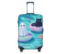 Ghost and Black Cat in Piscina Elastica Viaggio Bagagli Coperture Antipolvere Resistente ai Graffi Valigia Protector Fit 22-24 Pollici