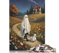 Ghost And Dog Walking On Path Puzzle Impossibili 1000Pcs Decorazione Per La Casa. Rilassamento E Intelligence Per Adulti E Ragazzi Da 14 Anni 500pcs (52x38cm)