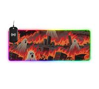 Ghost Bat in The Fire Halloween Wirel Charging Glowing pad Mouse Indossabile Lavoro 89,9 x 40,7 cm Tappetino per mouse per Computer