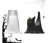Ghost Candle Mold, Halloween Spooky Kitten, Silicone Craft Molder, Flexible Reusable Design, Easy Demolding Exterior, Perfect for Wax Plaster Clay Fondant, Table Centerpieces, Window Shelf Porch