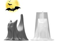 Ghost Candle Mold, Halloween Spooky Kitten Silicone Molds, Reusable Tool, Wax Clay Plaster Fondant Crafts, Decorative Mold for Table Centerpiece Window Tree Fireplace, 6.9x8.1x10.1cm