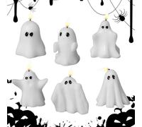 Ghost Candles, 6-Piece Halloween Candle Set, Spooky Holiday Centerpiece, Decorative Ghost Ornaments, Table Accent for Haunted Home, Kitchen, Bedroom, Workplace and Indoor Outdoor Gatherings