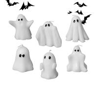 Ghost Candles, 6 Pieces Halloween Candle Set, Spooky Table Decor for Centerpiece, Haunted House, Indoor Outdoor Kitchen Bedroom Holiday Display, Party, Workplace Gathering, Color White